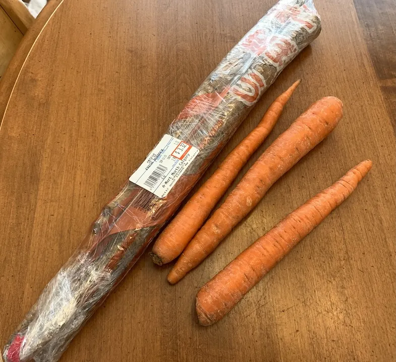 burdock in its packaging with carrots